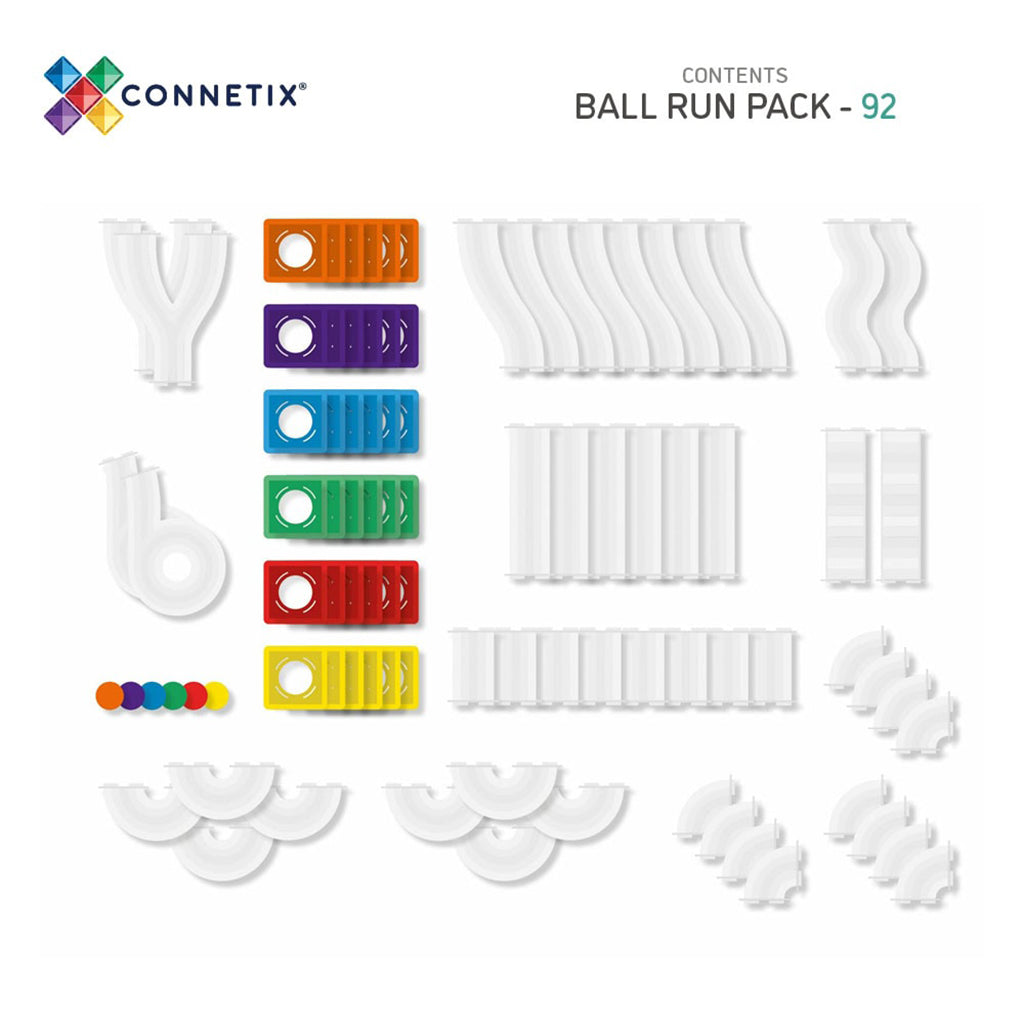 Connetix magnetiskt byggset, Ball Run, 92 delar - Rainbow