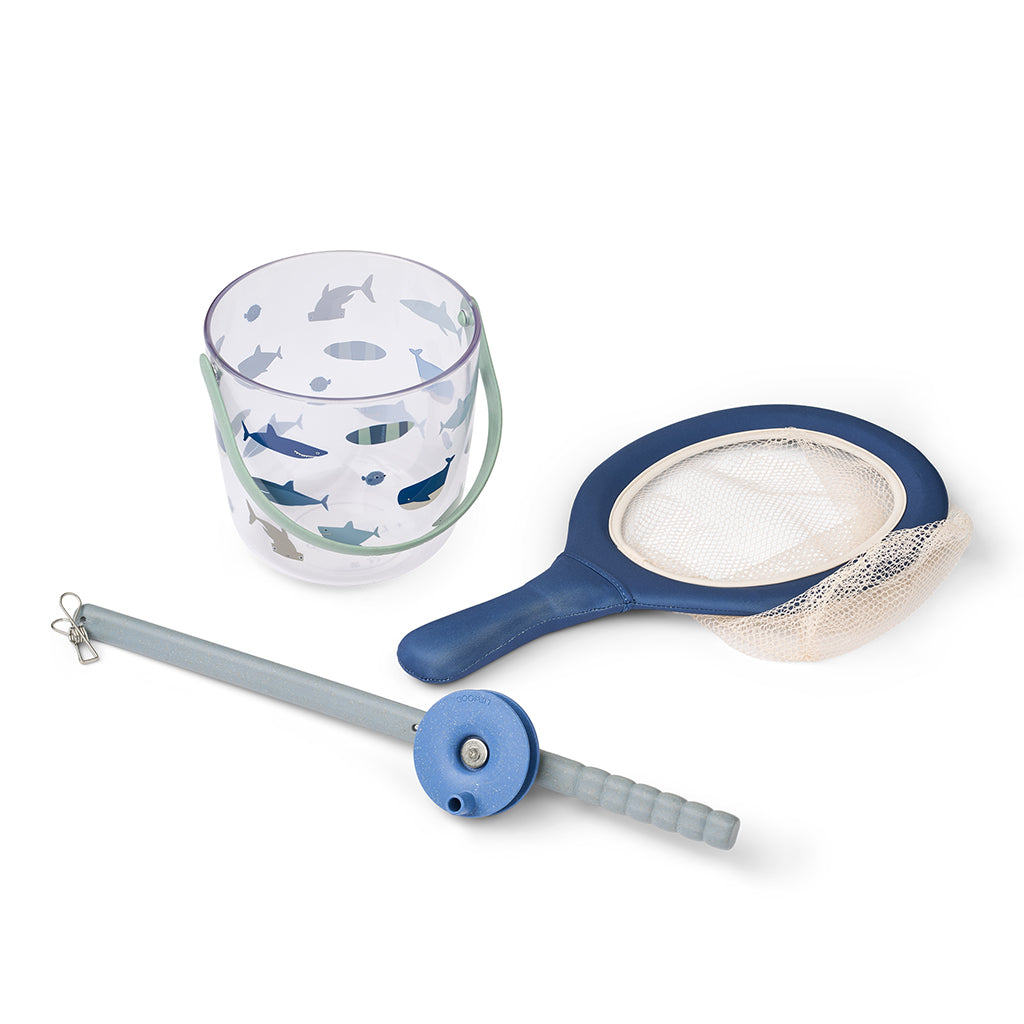 Liewood Cora krabbefiskesæt m. net, Shark/Dove blue