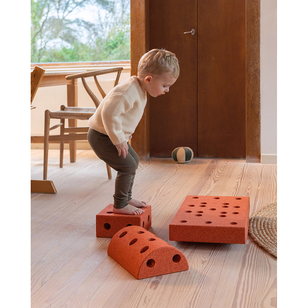 Modu byggleksak i skum, Curiosity-set, 14 delar – Burnt Orange/Dusty Green