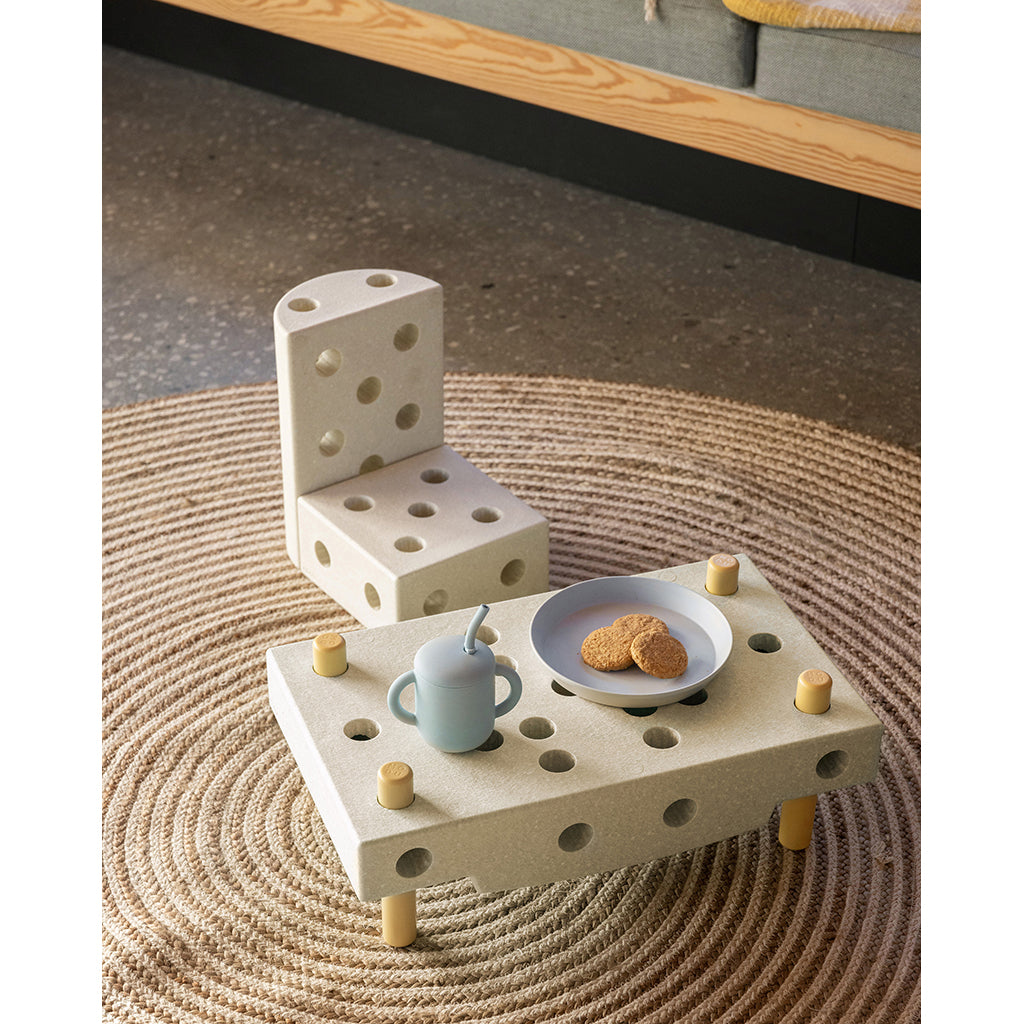 Modu byggleksak i skum, Curiosity-set, 14 delar - Sand Grey / Honey Yellow