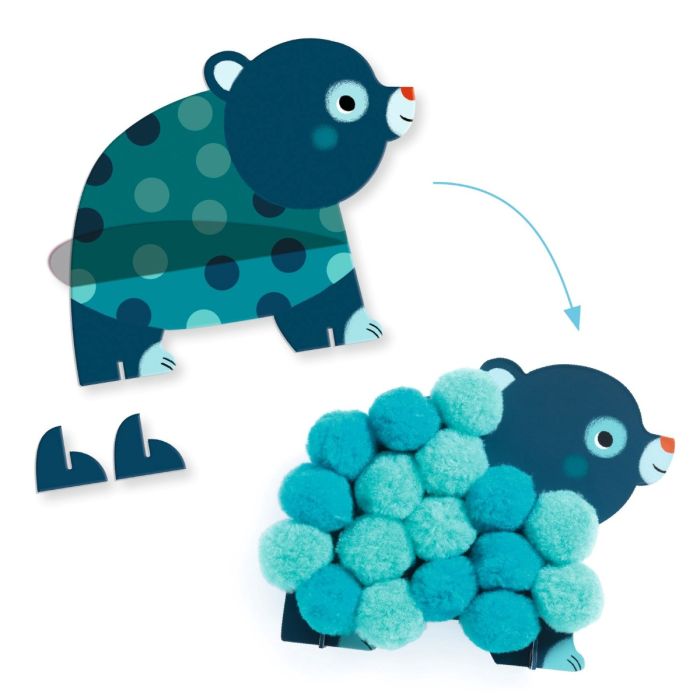 Djeco kollage, Pompoms - Djur