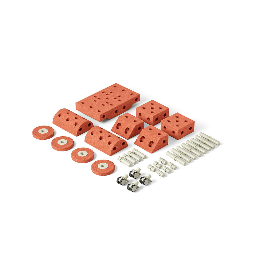Modu byggleksak i skum, Dreamer set, 34 delar - Burnt Orange / Dusty Green