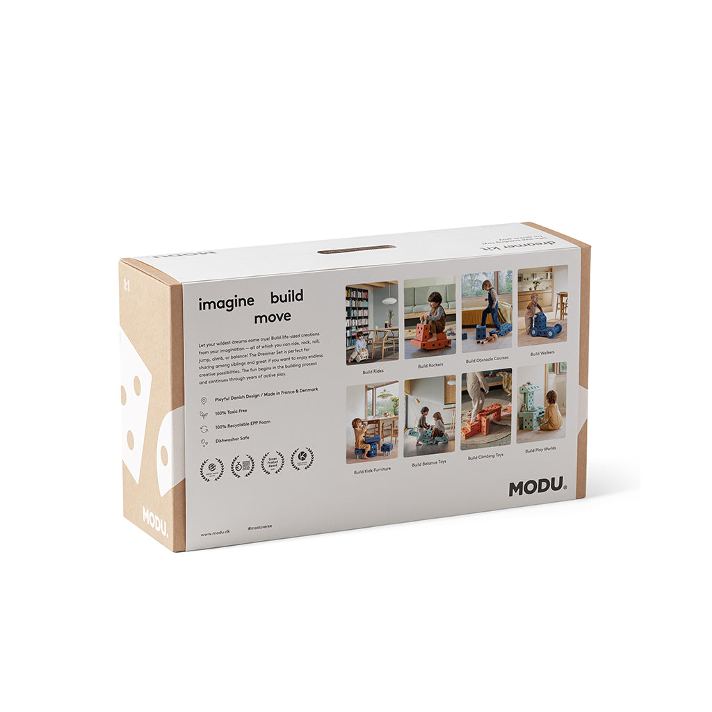 Modu byggleksak i skum, Dreamer set, 34 delar - Burnt Orange / Dusty Green