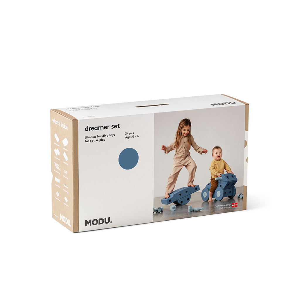 Modu byggleksak i skum, Dreamer set, 34 delar - Deep blue/ Sky blue