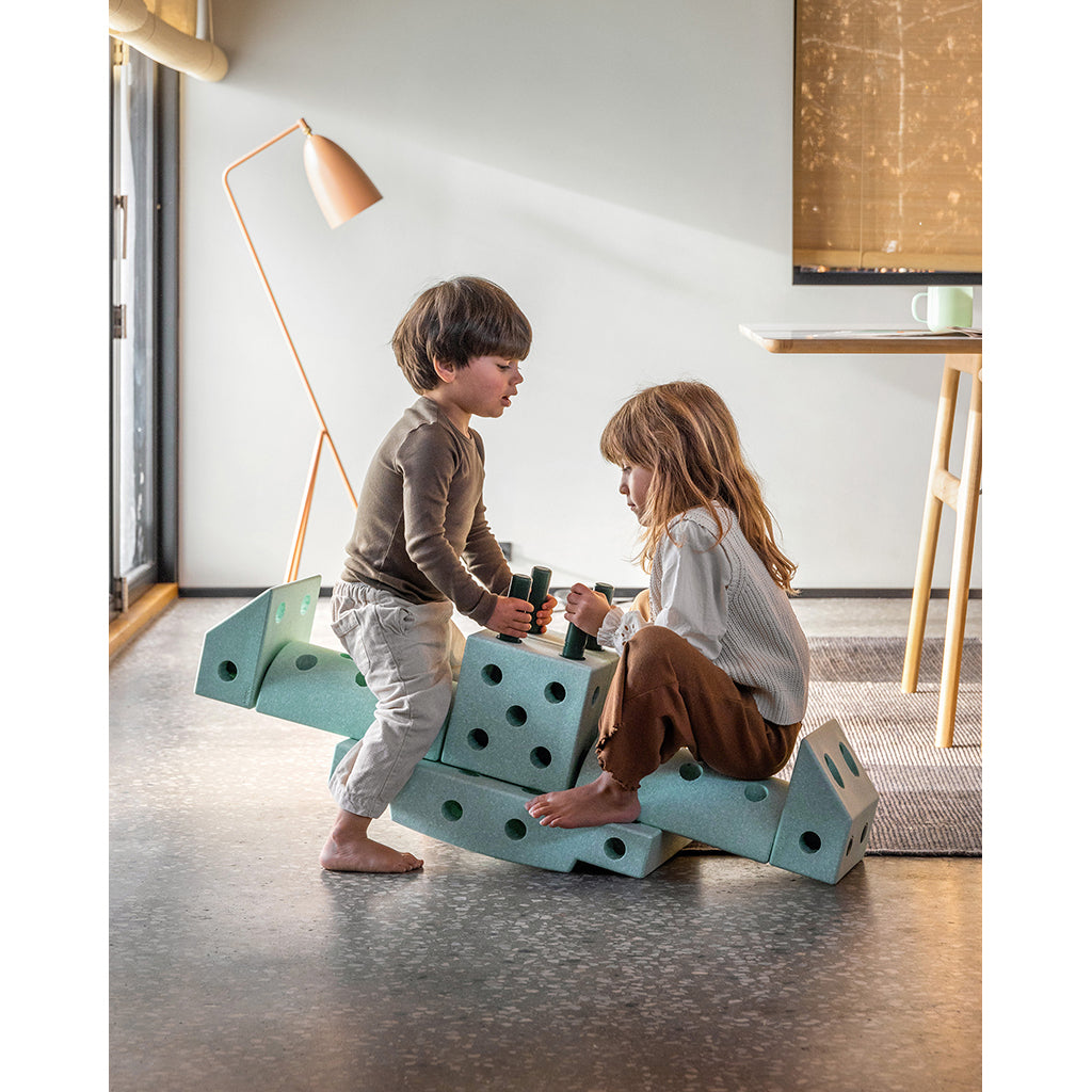 Modu byggleksak i skum, Dreamer set, 34 delar - Ocean mint/ Forest green