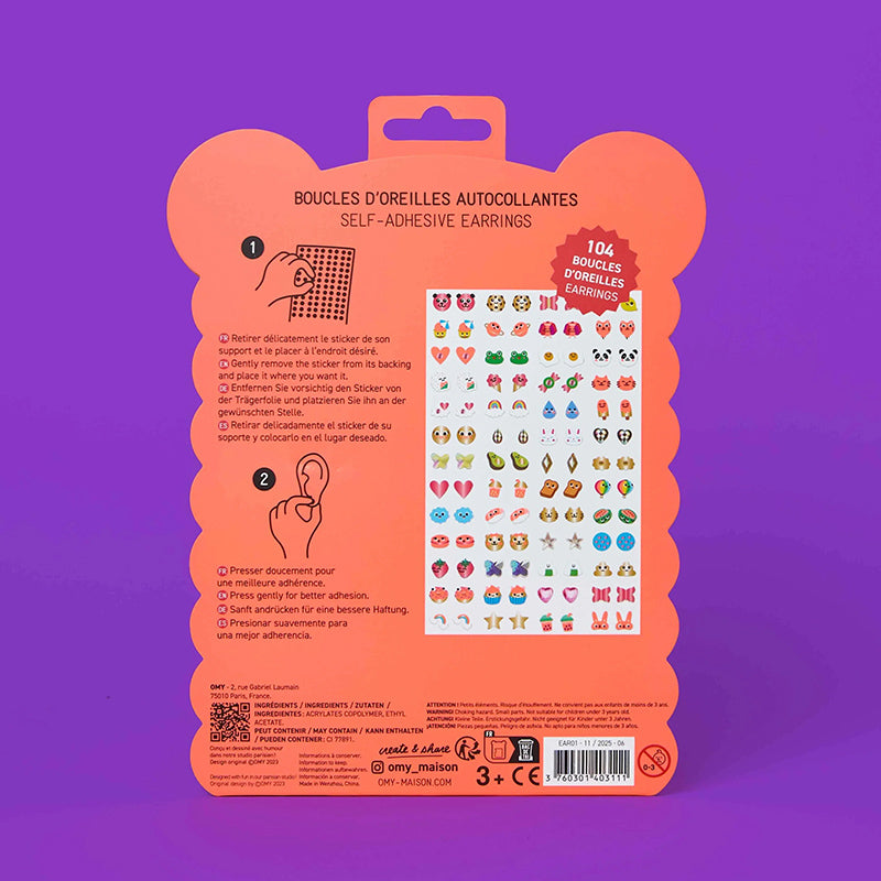 OMY örhängeklistermärken, Kawaii - 104 st.