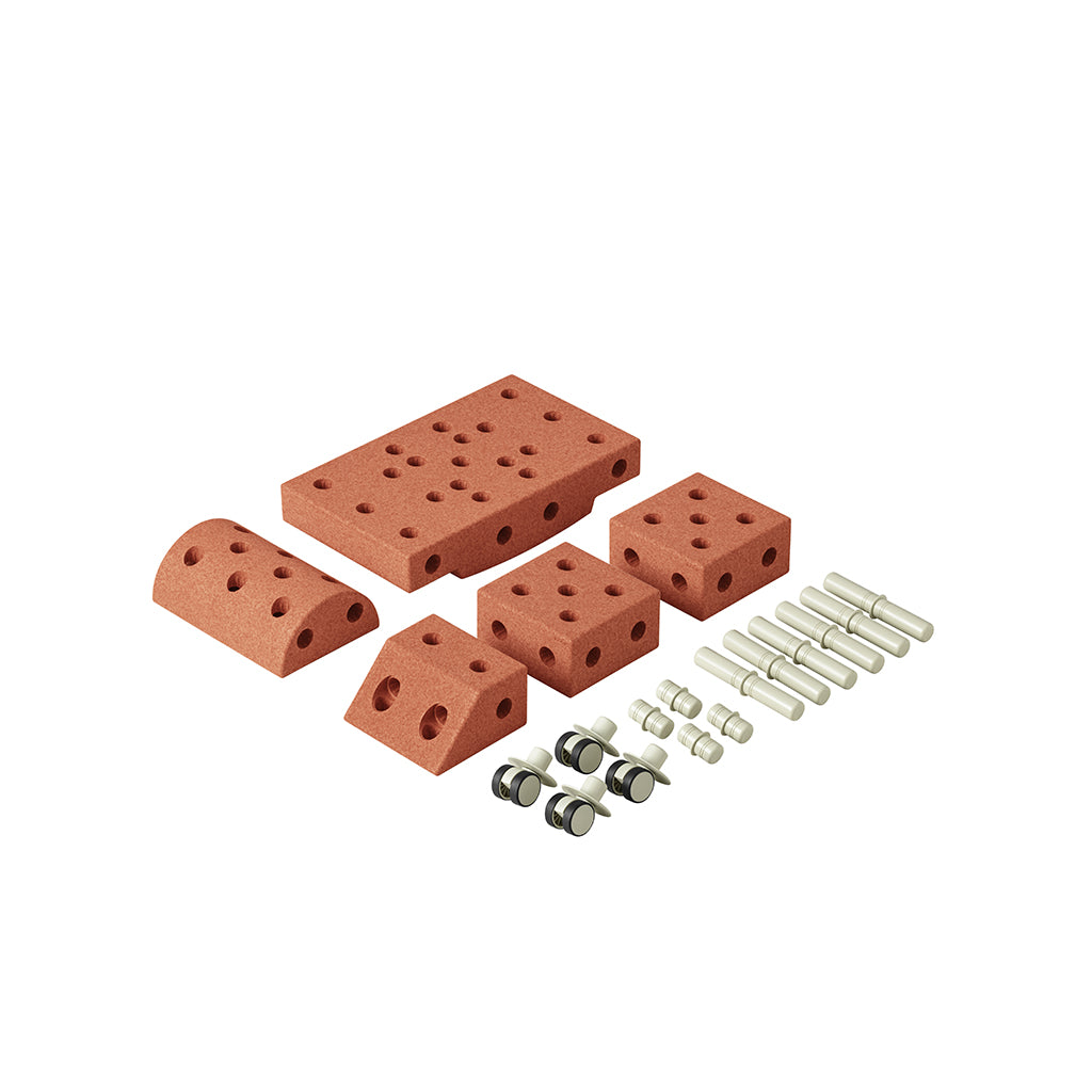 Modu byggeleksaker i skum, Explorer set, 20 delar – Burnt orange/Dusty green