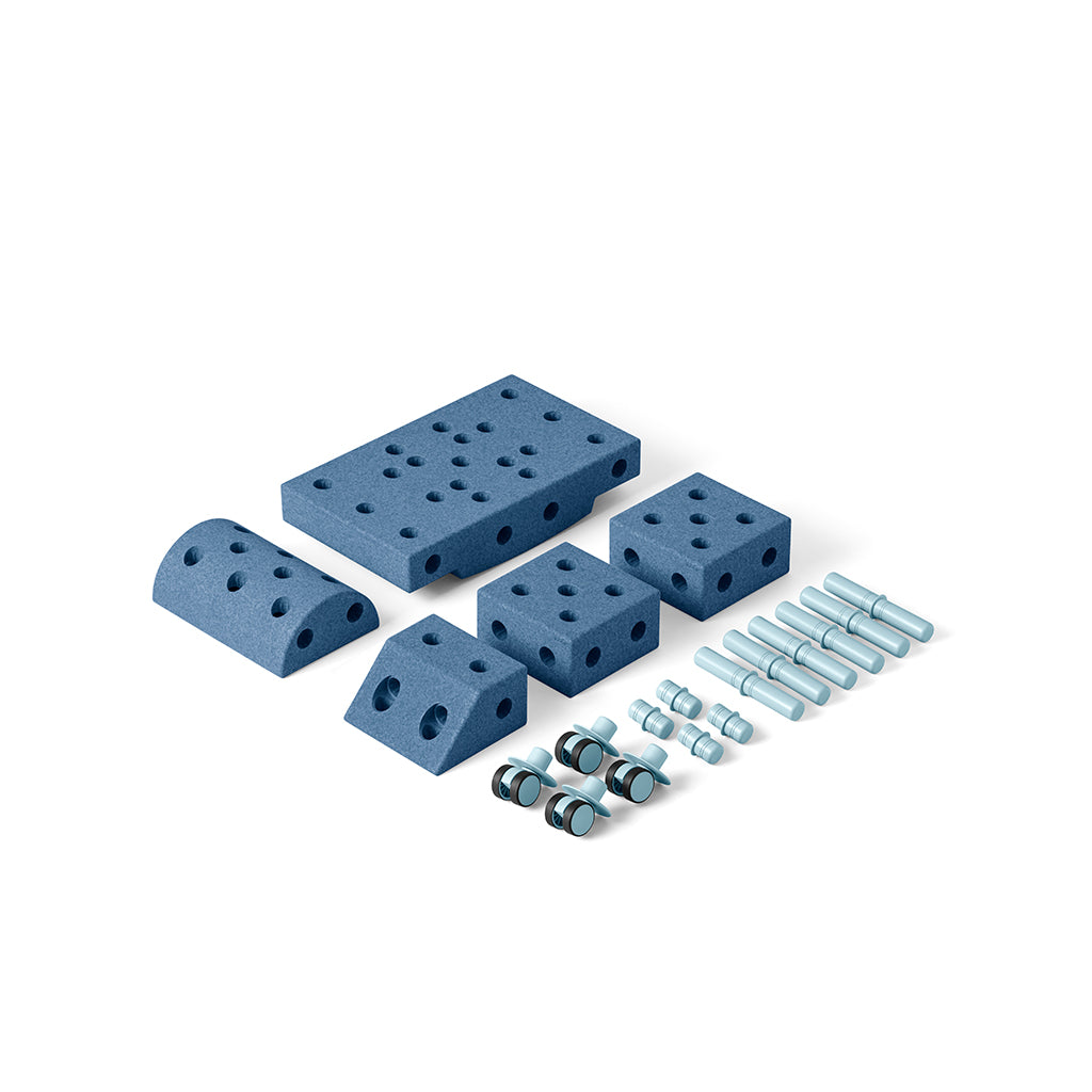 Modu byggleksak i skum, Explorer set, 20 delar – Deep blue/Sky blue