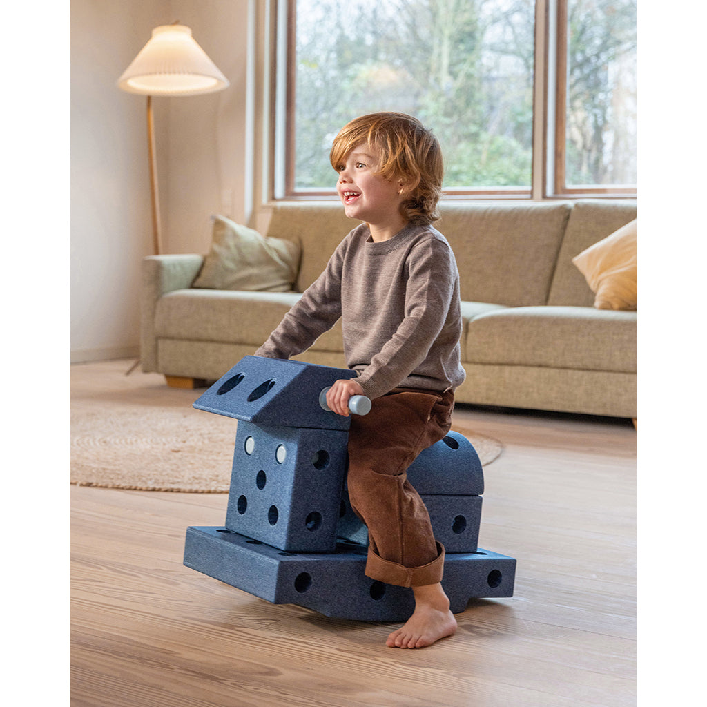 Modu byggleksak i skum, Explorer set, 20 delar – Deep blue/Sky blue