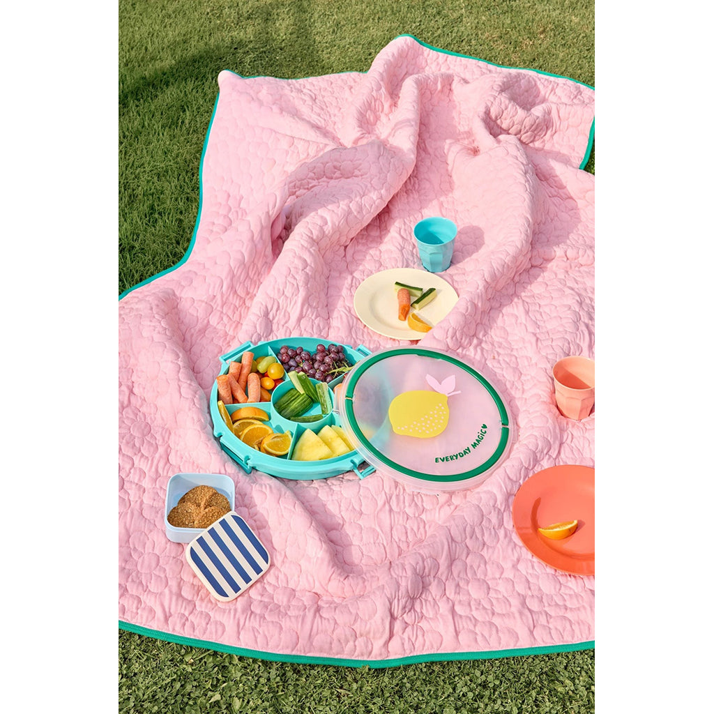 Rice snacksbricka med lock, 6-delad - Mint