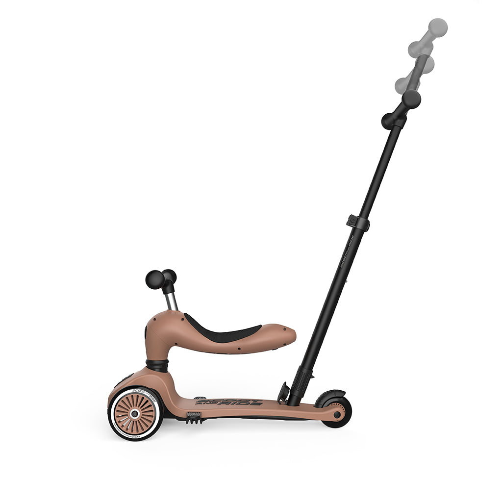 Scoot and Ride, Highway Kick 1, Push & Go sparkcykel med skjutstång - Mocha