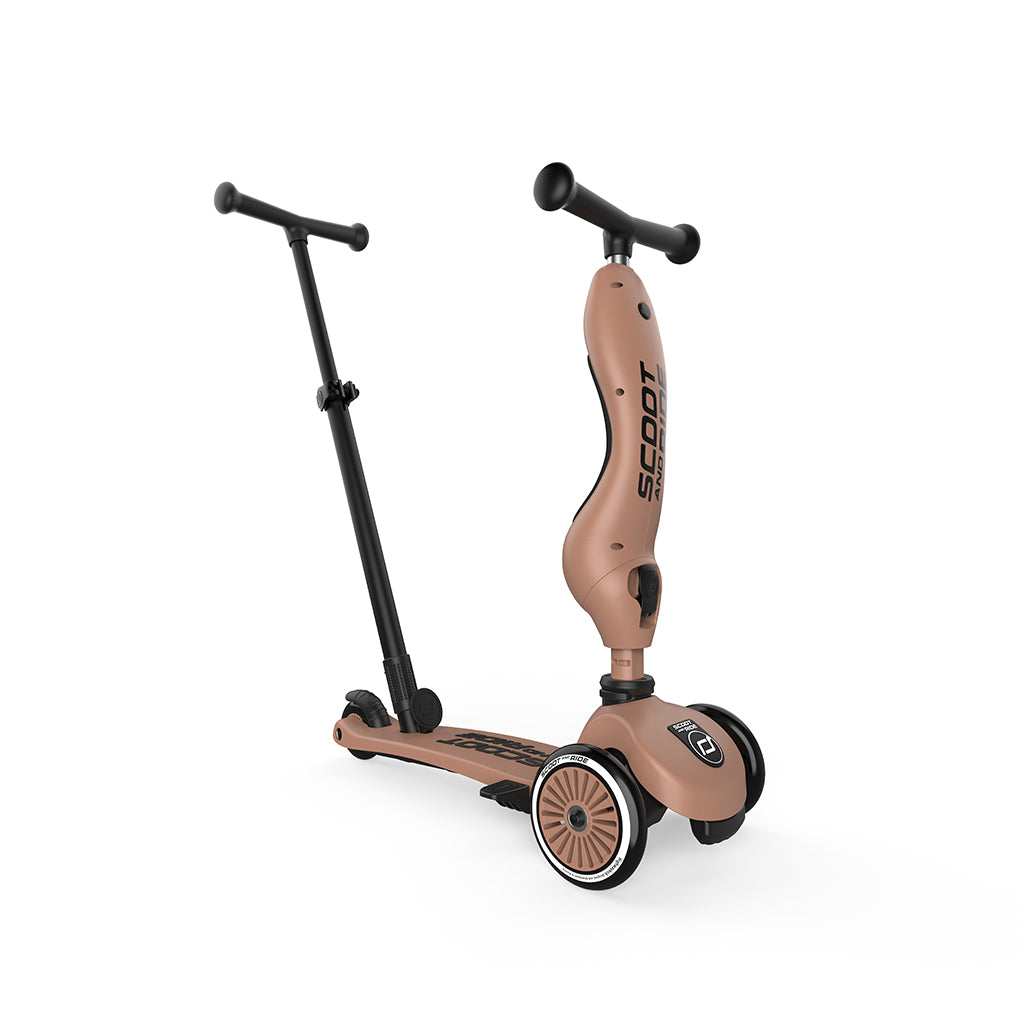 Scoot and Ride, Highway Kick 1, Push & Go sparkcykel med skjutstång - Mocha