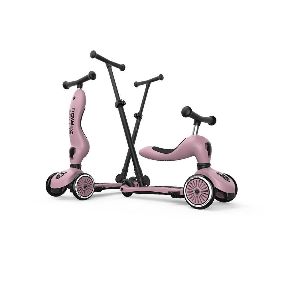 Scoot and Ride, Highway Kick 1, Push & Go sparkcykel med skubbtang - Wildberry