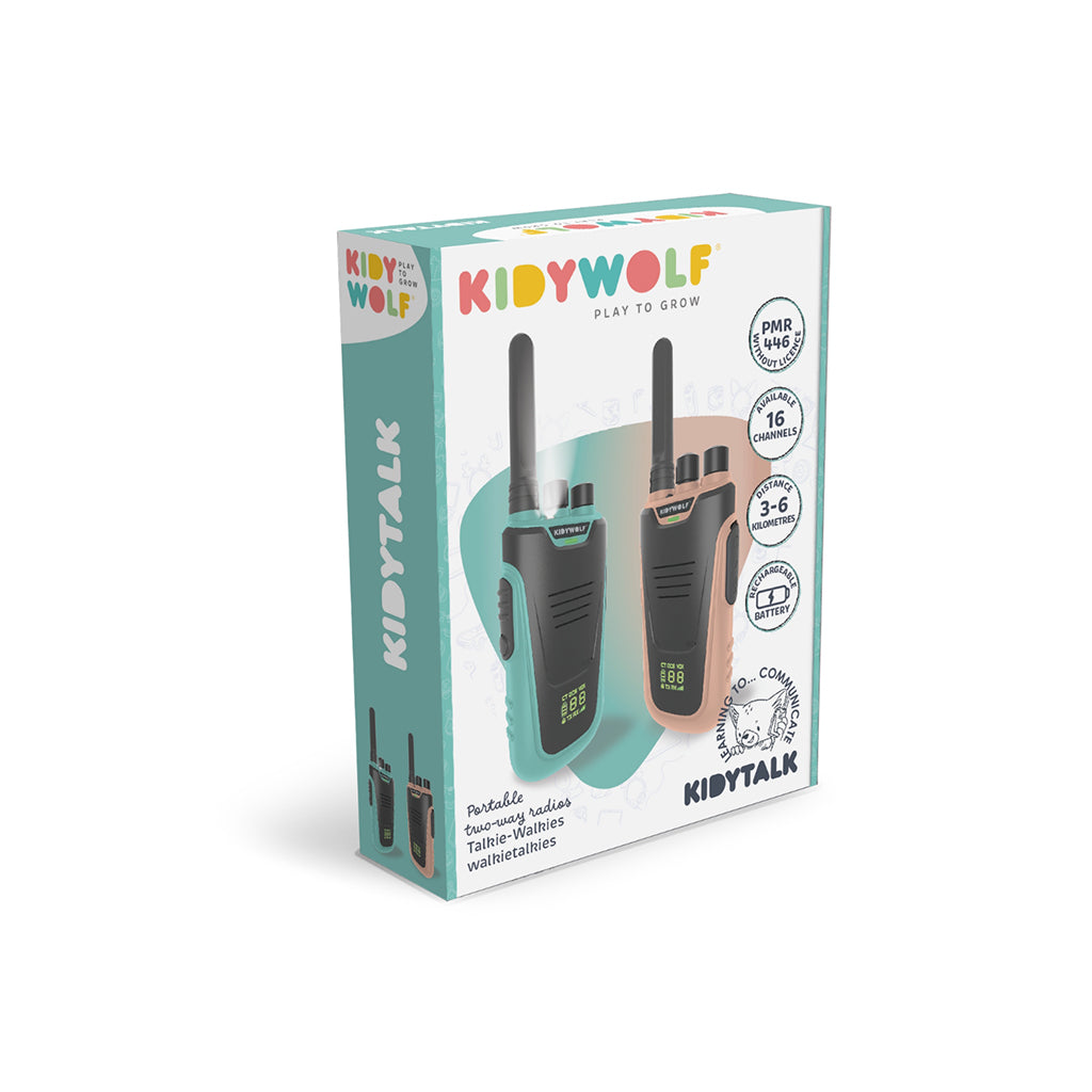 Kidywolf walkie-talkie för barn, Kidytalk - Cyan/Nude