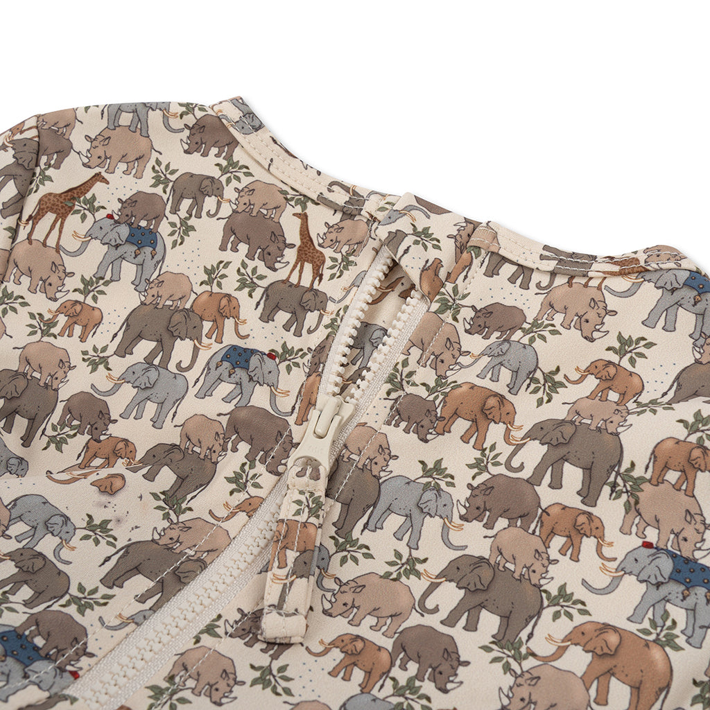 Konges Sløjd baddräkt, heltäckande med avtagbara flytblock, Safari – strl. 9 mån. – 4 år