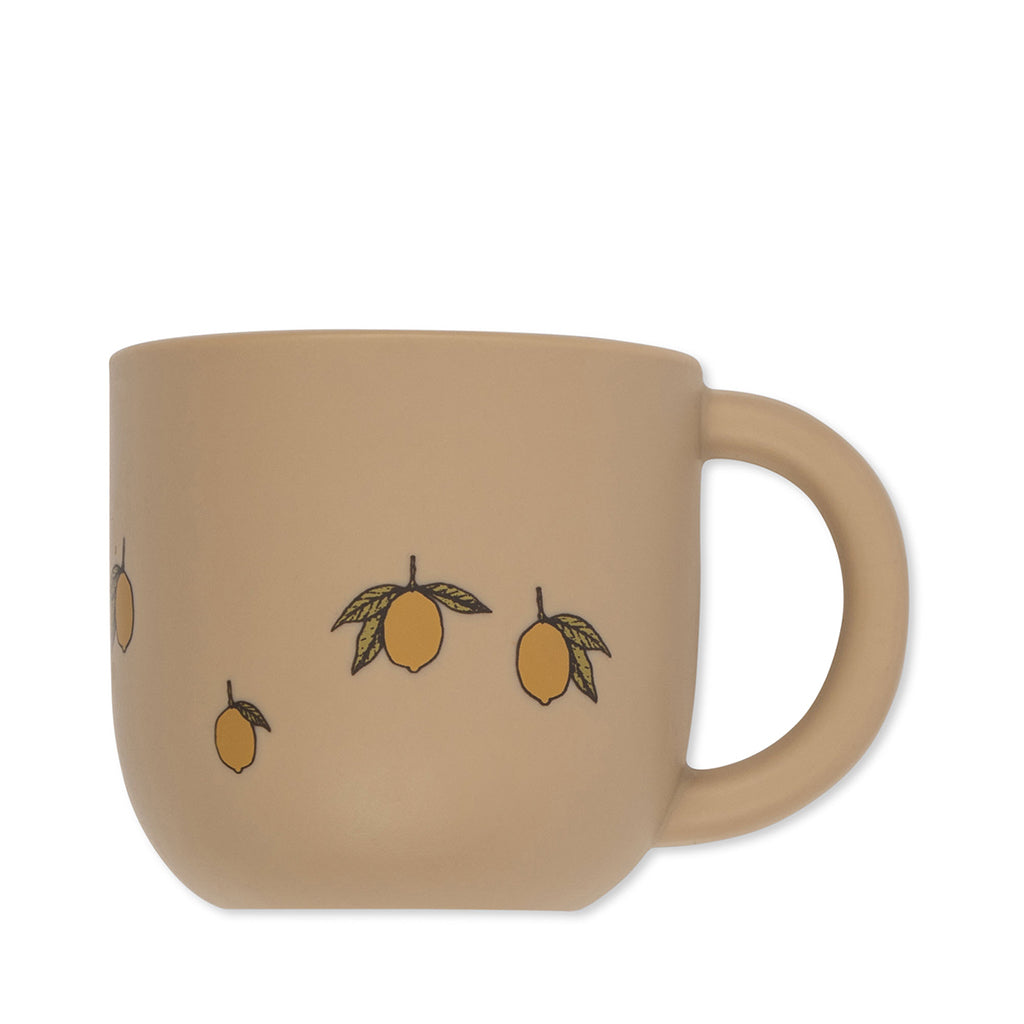 Konges Sløjd Barnservis i silikon, Mugg och 3-delad tallrik, Lemon - Warm clay