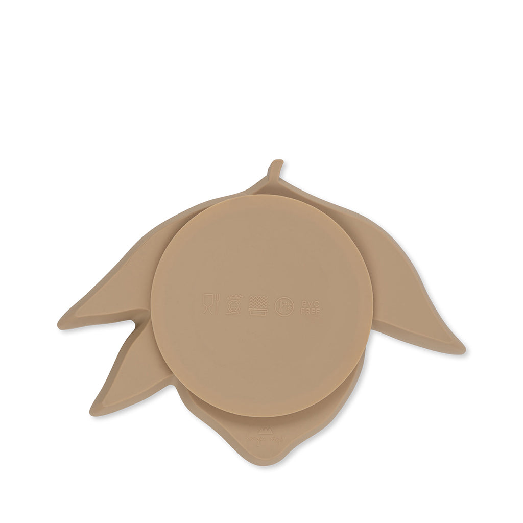 Konges Sløjd Barnservis i silikon, Mugg och 3-delad tallrik, Lemon - Warm clay