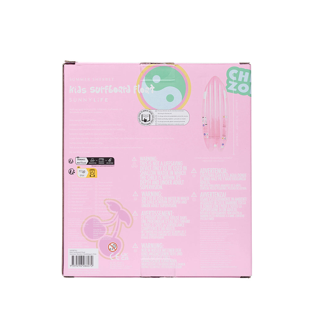 Sunnylife luftmadras, Surboard float summer sherbet bubblegum pink – Från 6 år