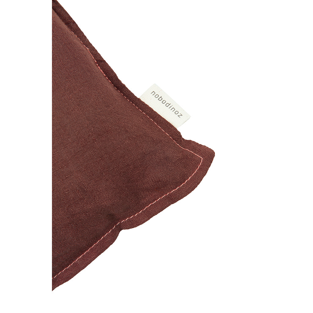 Nobodinoz broderad kudde, 45 x 45 cm, tvättat franskt linne - Prune