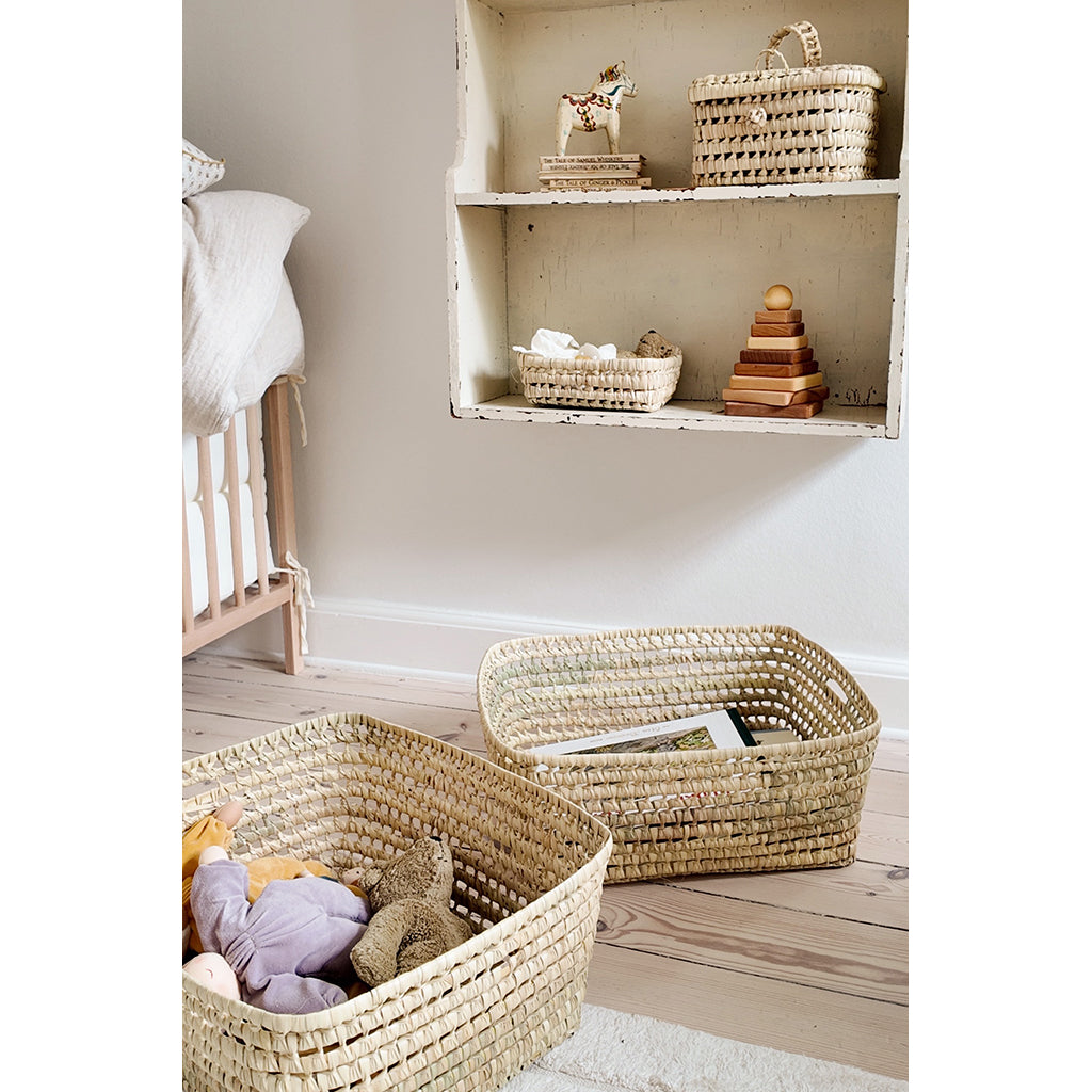 Lubilu korg av palmblad, L48 - 48 x 40 x 20 cm