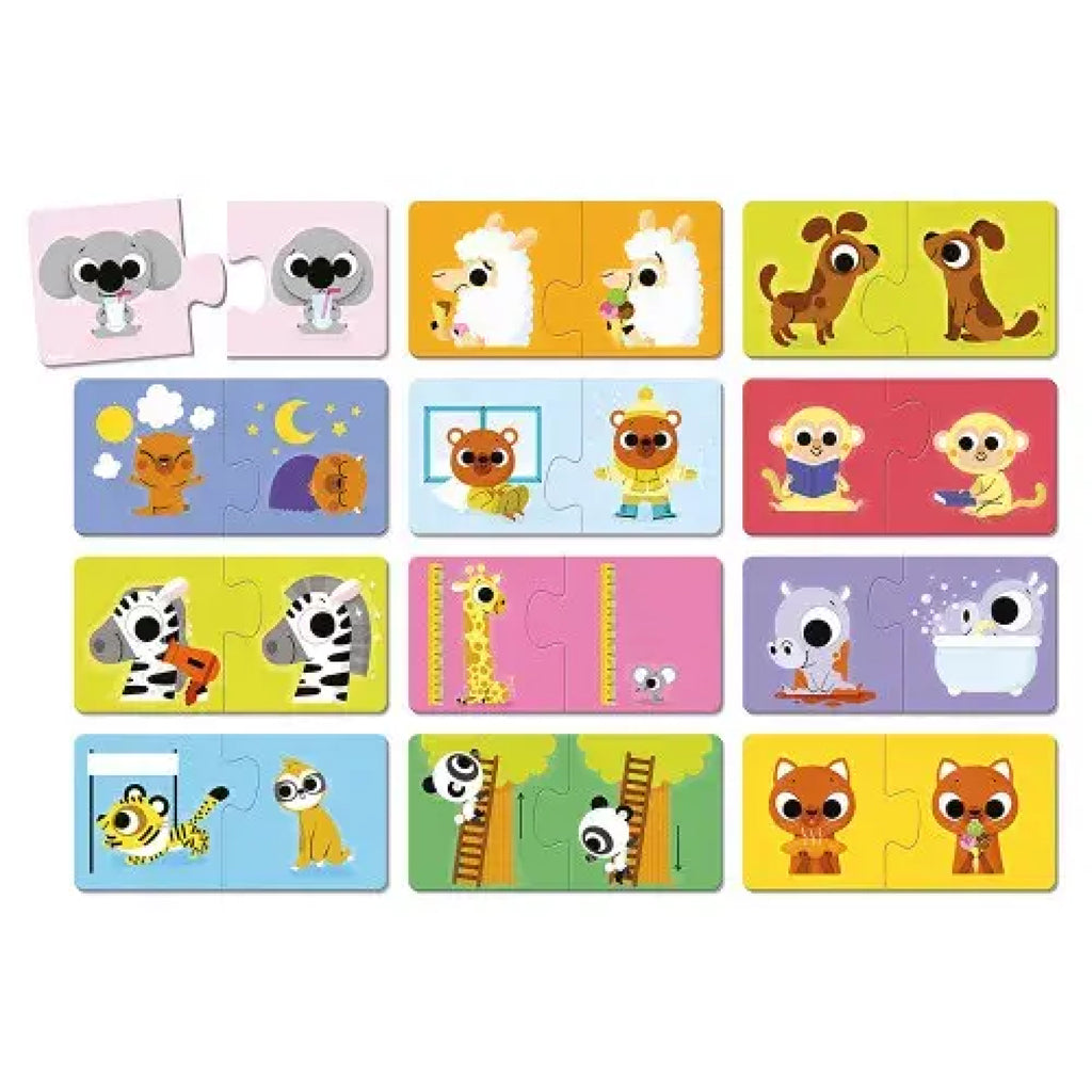 Janod pussel, motsatser – 12 pussel med vardera 2 bitar