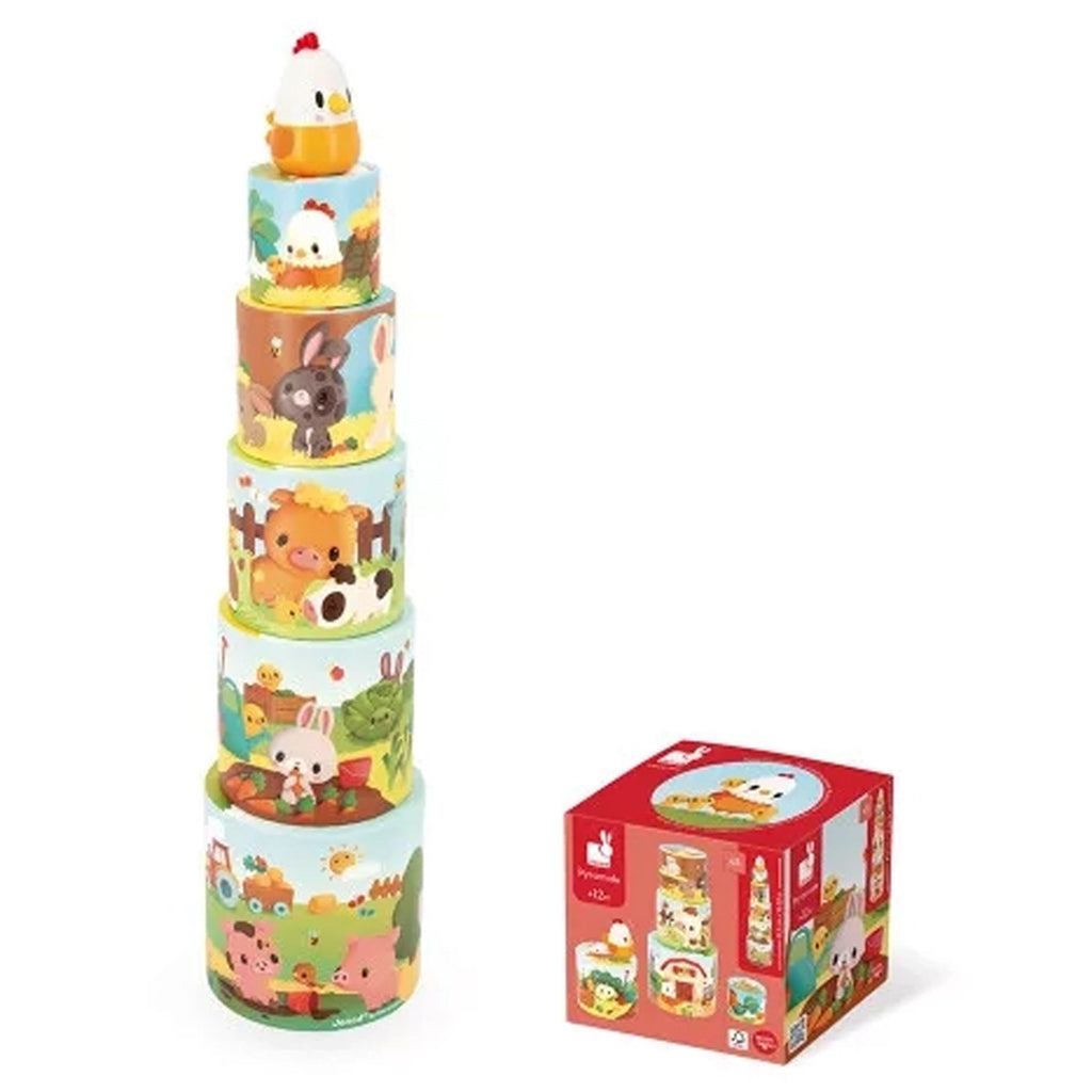 Janod stapelklossar, Min första pyramid - Bondgårdsmotiv