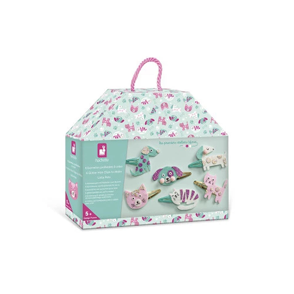 Janod Kreativa självgjorda glitterhårspännen, Little Pets