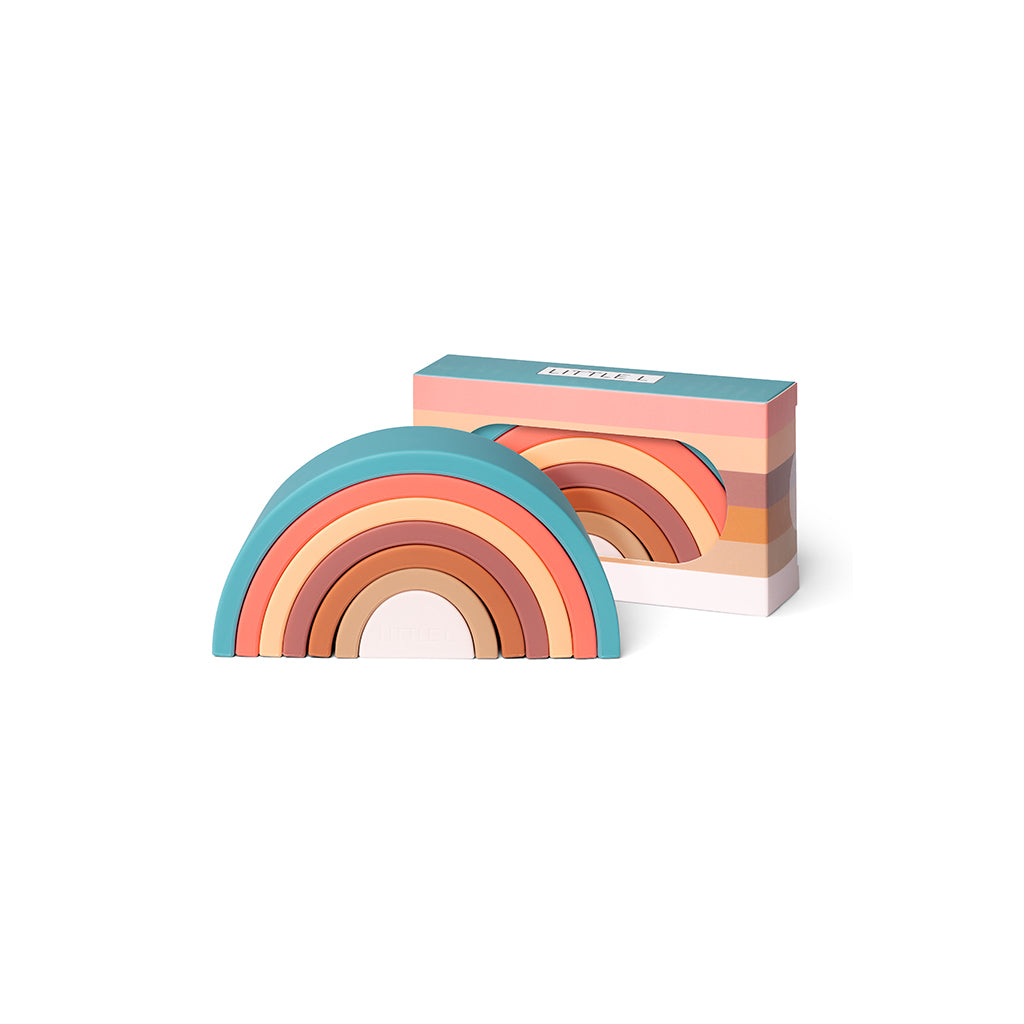 Little L, Babyleksaker i silikon, Regnbåge - Bruna och gröna nyanser