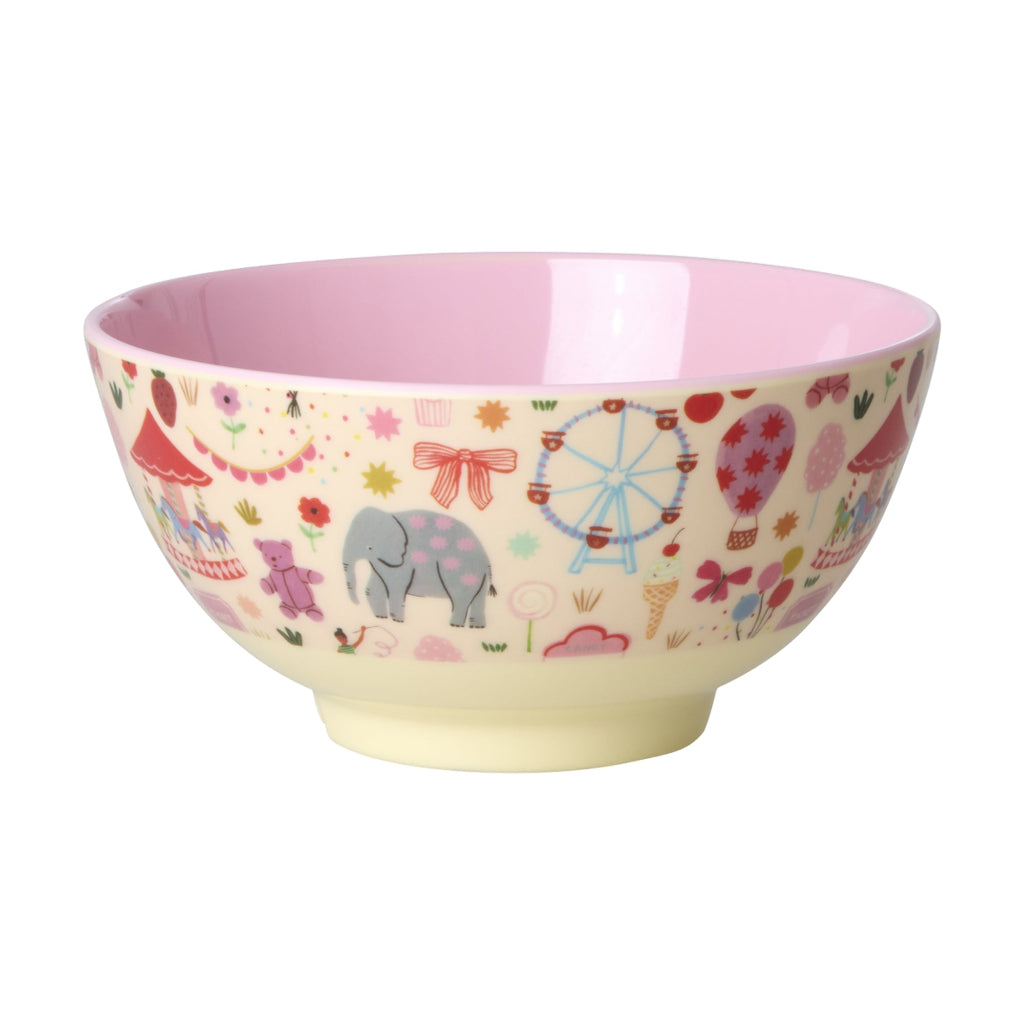 Rice Melaminskål, medium, Rosa – Fun Fair-print