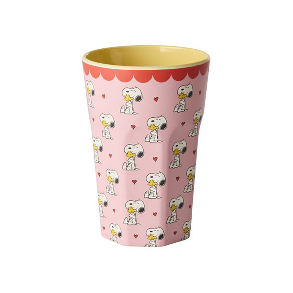 Rice melamin barnkopp, Hög, Snoopy – Rosa print