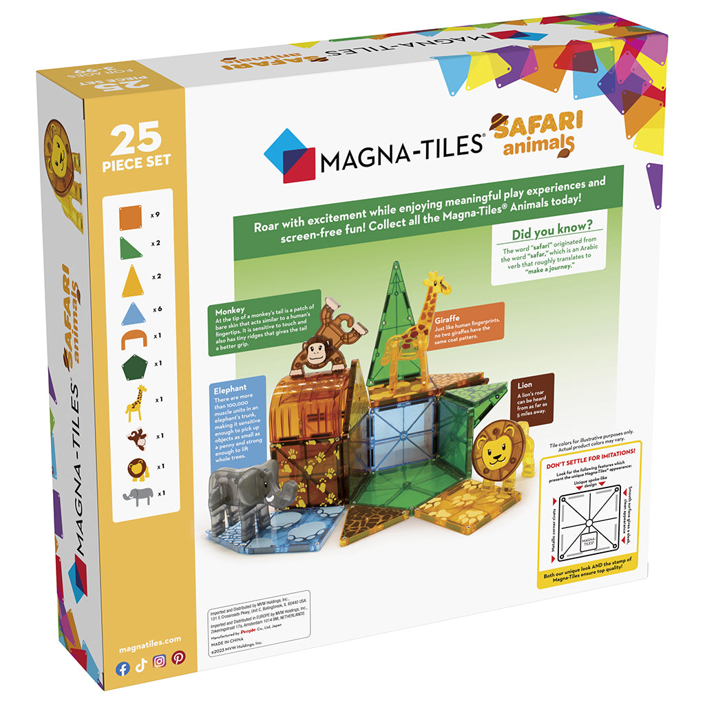 Magna-Tiles Safari Animals, Magnetiskt byggset med 25 delar
