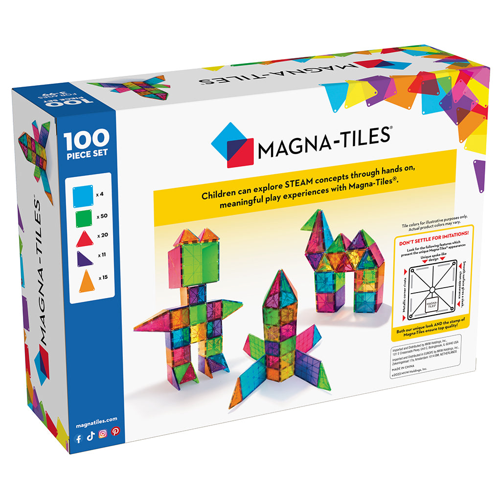 Magna-Tiles Clear Colours, Magnetiskt byggset med 100 delar