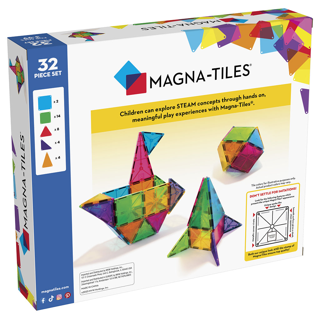 Magna-Tiles Clear Colours, Magnetiskt byggset med 32 delar