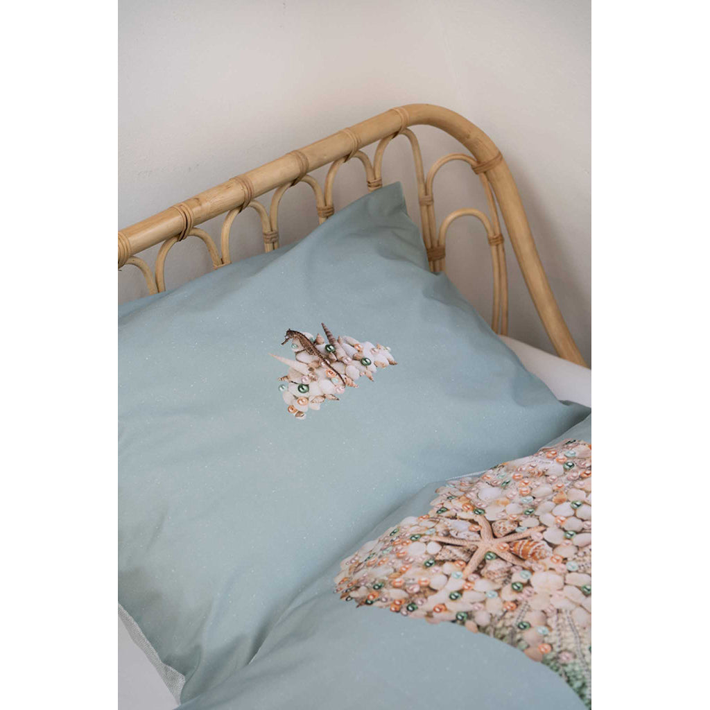 Snurk vuxensängkläder, ekologisk - Mermaid Aqua