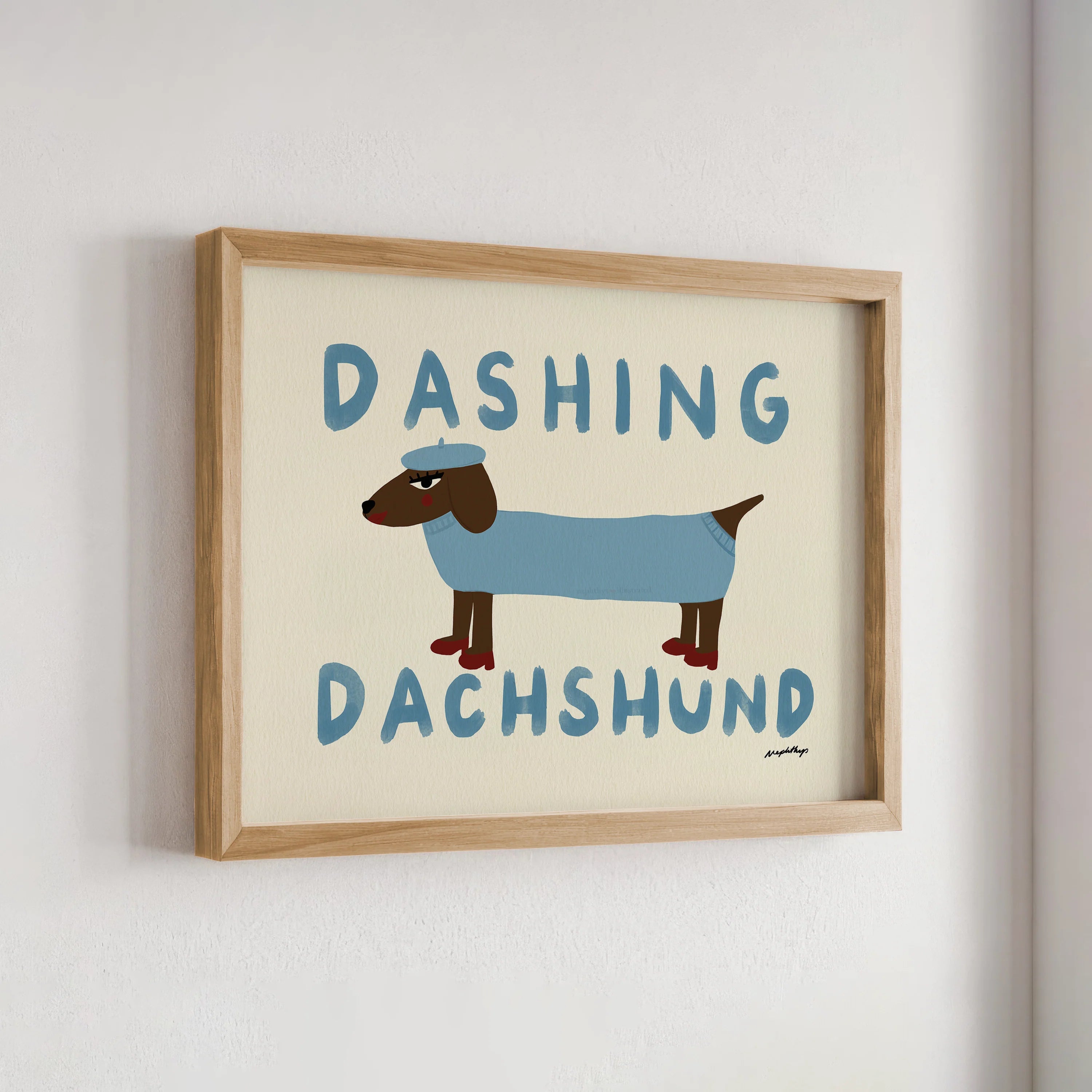 Nephthys Illustrated affisch, Dashing Dachshund - A4