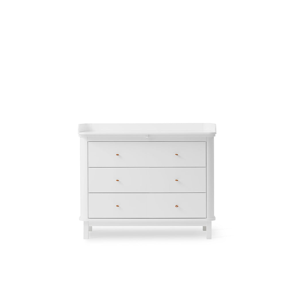 Oliver Furniture Wood puslekommode, m. 3 skuffer og stor plade - Hvid