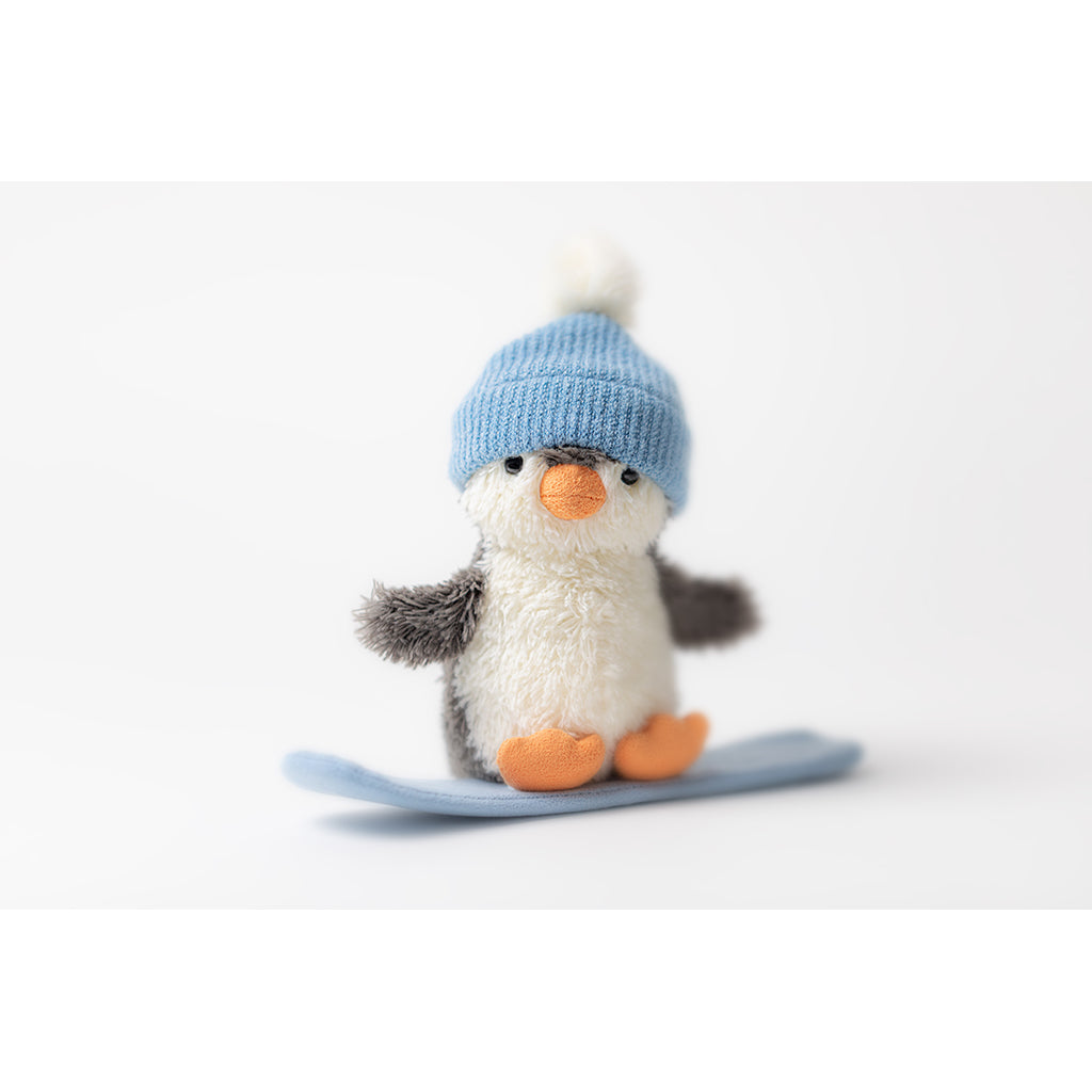 Jellycat gosedjur, Peanut pingvin på snowboard – 12 cm