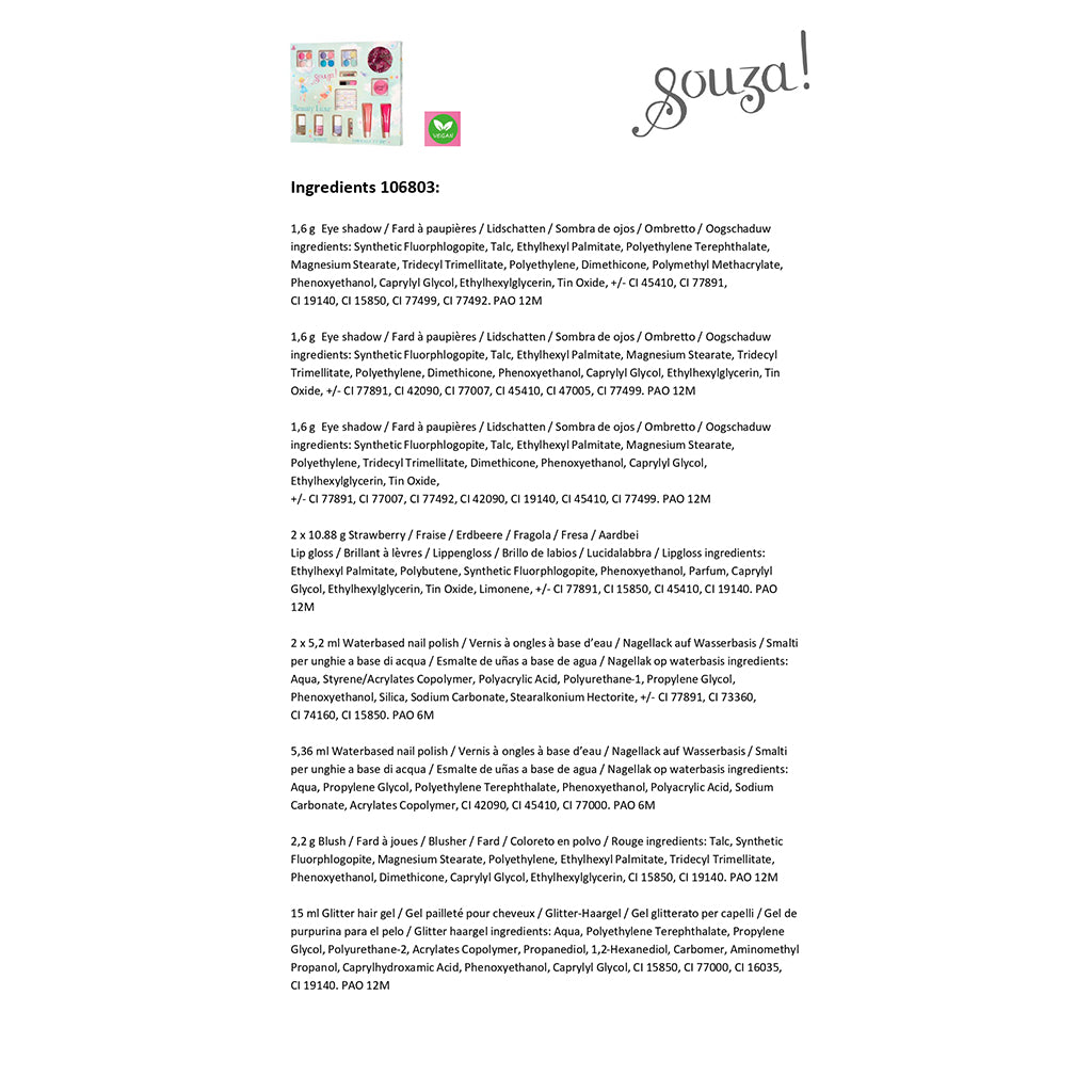 Souza sminkset för barn, Beauty Luxe - Rosa/silver hårglitter