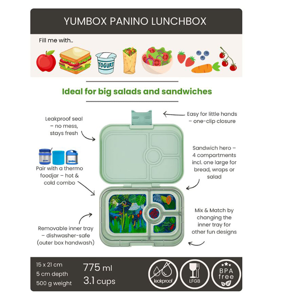 Yumbox matlåda m. 4 fack, Panino, Jungle - Sage Green