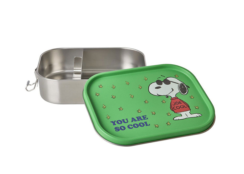 Rice madkasse i rustfrit stål m skillevæg, stor, Snoopy - Green
