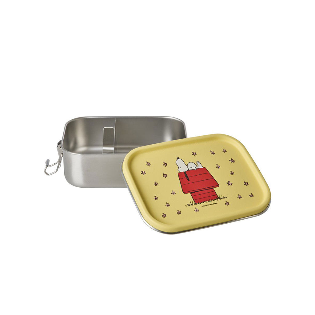 Rice madkasse i rustfrit stål m skillevæg, lille, Snoopy - Yellow