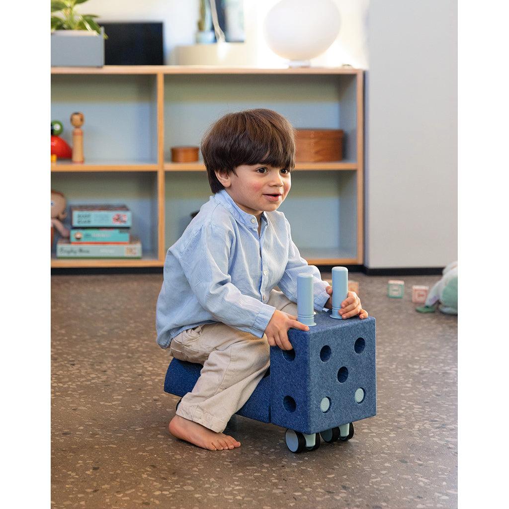 Modu Tiny Ride, aktivitetsleksak i skum, 10 delar - Deep blue/ Sky blue