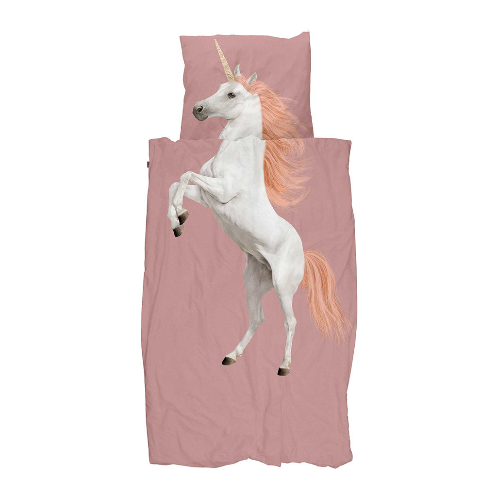 Snurk sängkläder för vuxna, ekologisk - Unicorn dusty pink