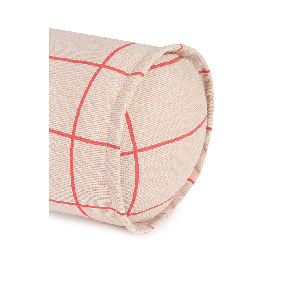 Nobodinoz bolsterkudde, Vibes cylinder - Pink red grid