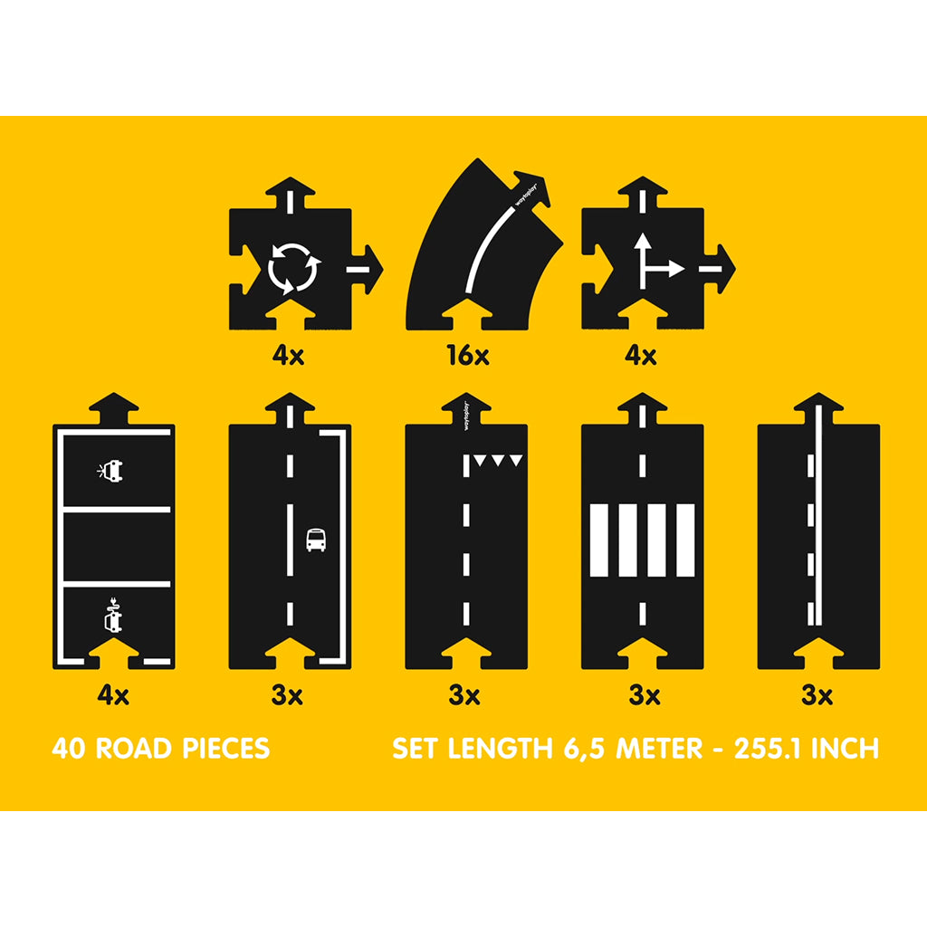 Waytoplay bilbana i gummi, 40 delar - King of the road