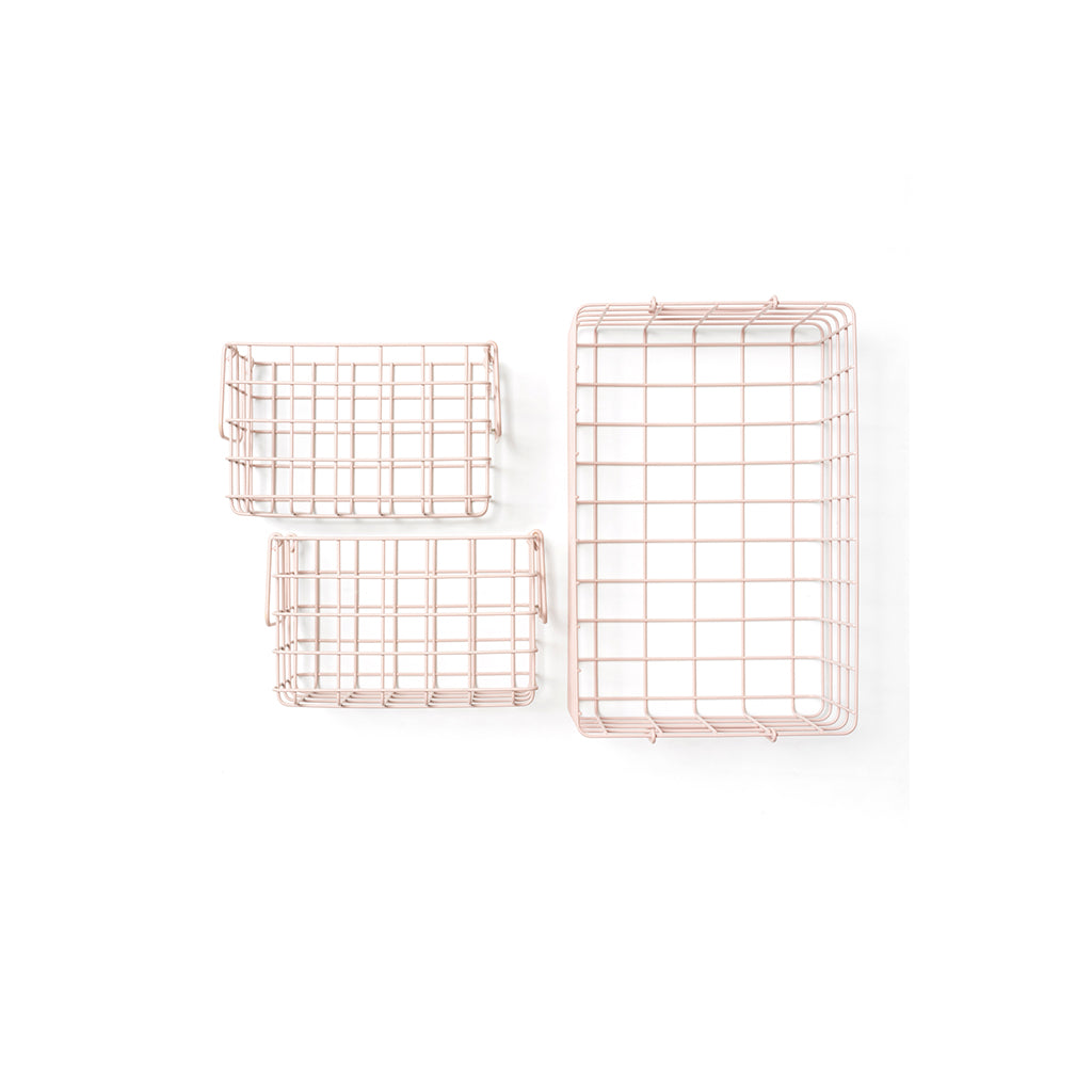 Mustard Made Baskets, sæt m. 3 trådkurve - Blush