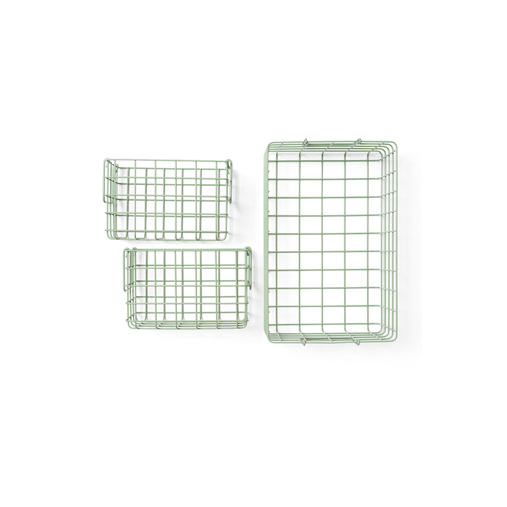 Mustard Made Baskets, sæt m. 3 trådkurve - Sage