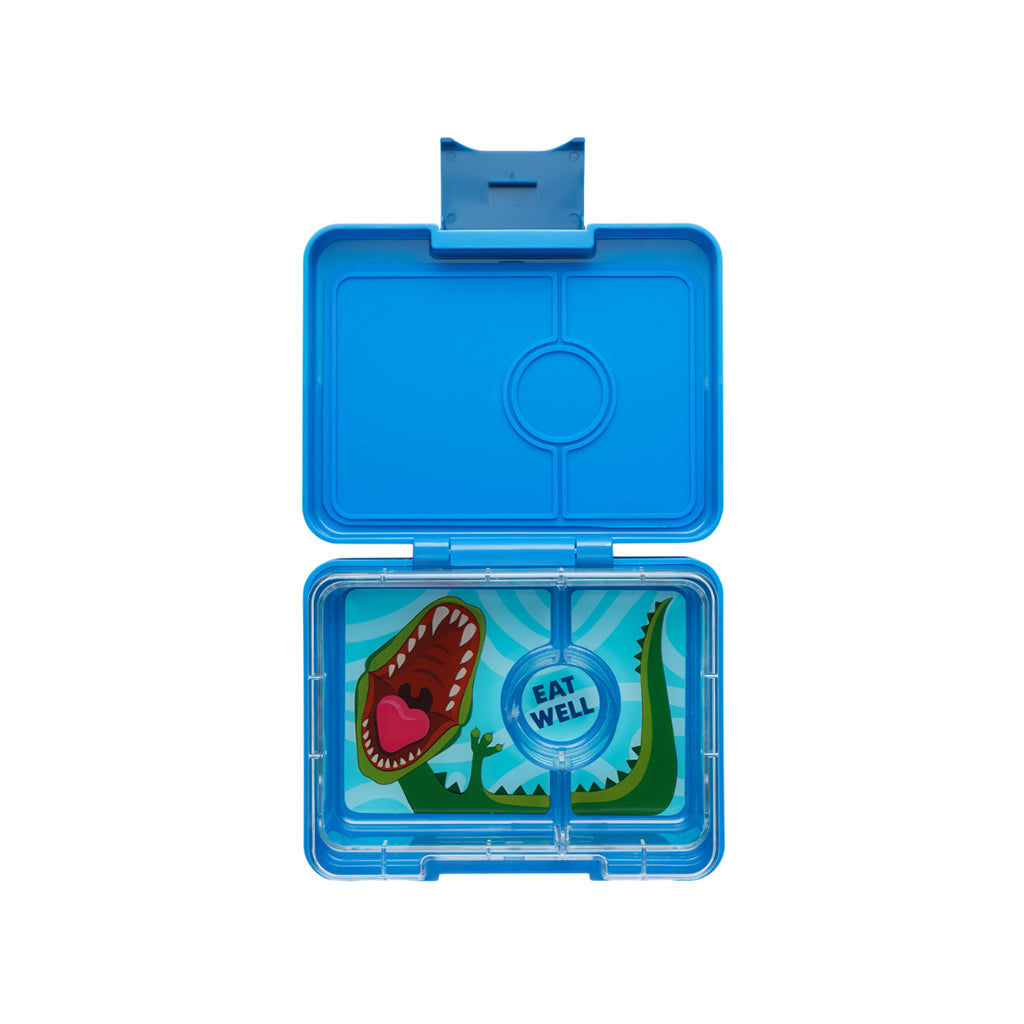 Yumbox matlåda med 3 fack, Snack - Surf blue/ Dinosaur