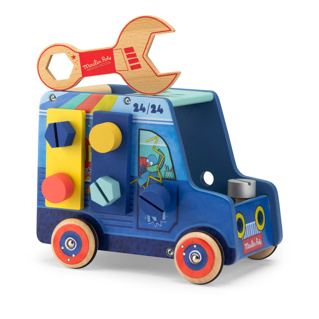 Moulin Roty aktivitetsleksak, hantverkarbil – Puce & Pilou
