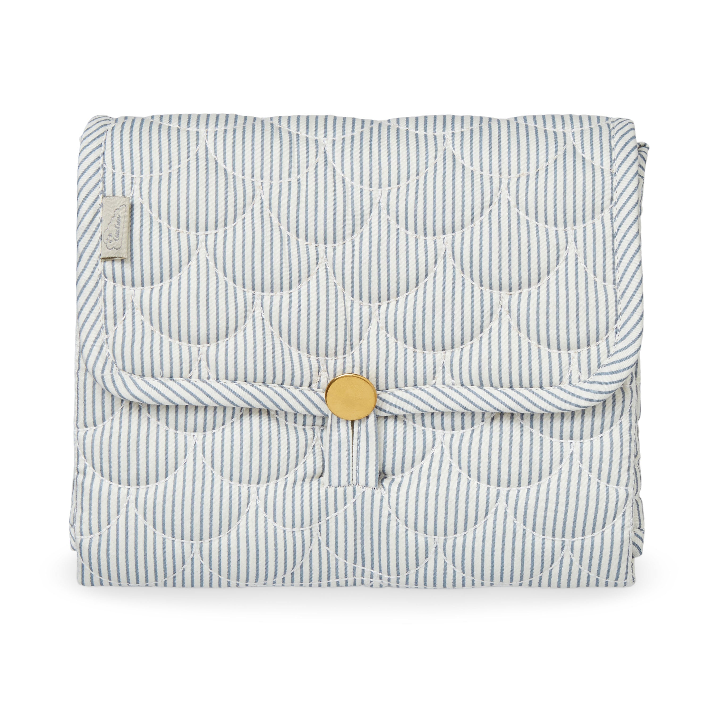 Cam Cam skötunderlägg, Quilet - Classic stripes blue/Praline
